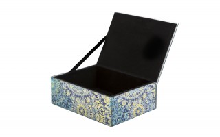 Szkatułka na biżuterię szklana niebieska 15,5x11,5x5,5 cm