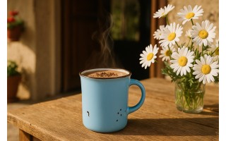 Kubek ceramiczny 320 ml Garnuszek niebiesko-biały