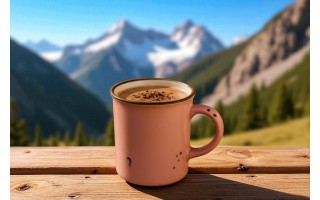 Kubek ceramiczny 320 ml Garnuszek różowo-biały