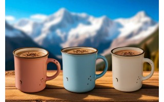 Kubek ceramiczny 320 ml Garnuszek niebiesko-biały