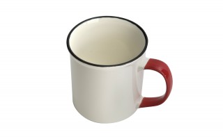 Kubek ceramiczny 400 ml Garnuszek kremowo-czerwony