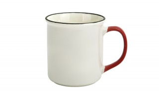 Kubek ceramiczny 400 ml Garnuszek kremowo-czerwony