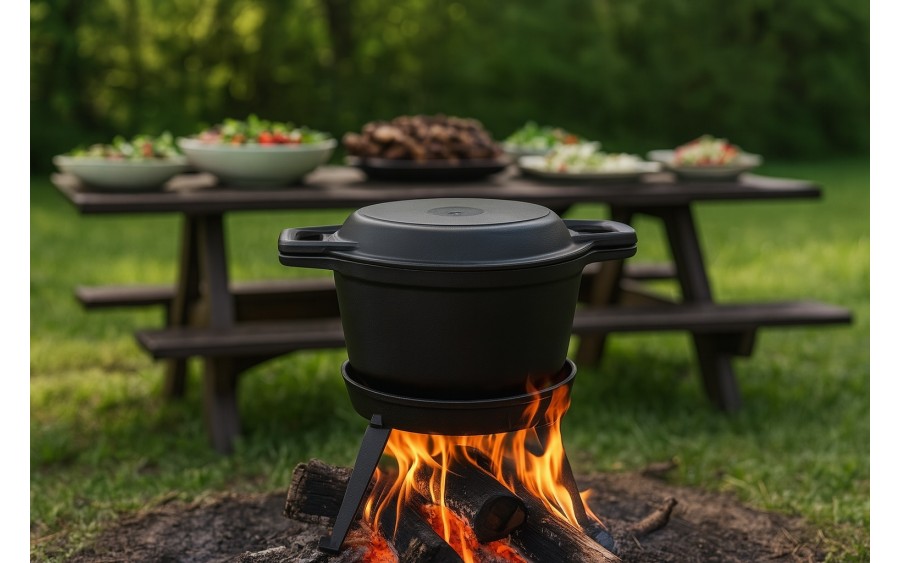 Kociołek żeliwny 8 L z patelnią KH1733