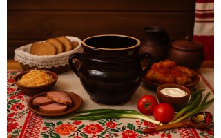 Garnek kamionkowy ludowy 3 L Kwiatek