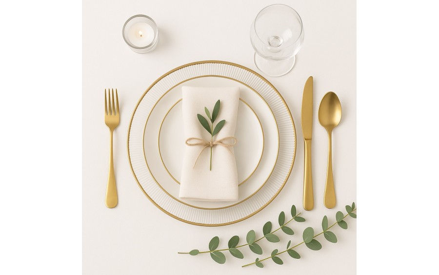 Talerz dekoracyjny plastikowy 33 cm złoty pasek