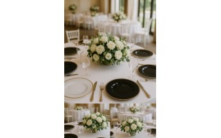 Talerz dekoracyjny plastikowy 33 cm złoty pasek