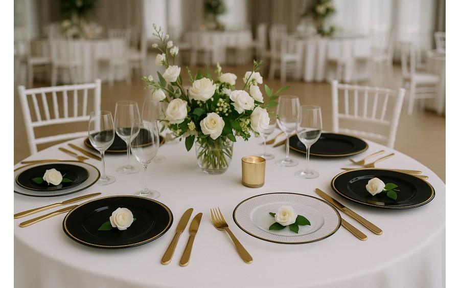 Talerz dekoracyjny plastikowy 33 cm przeźr.-czarny 160489