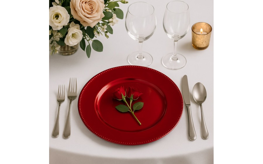 Talerz dekoracyjny plastikowy 33 cm czerwony 160239