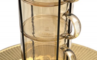 Zestaw 4 filiżanek szklanych 350 ml Peter na stojaku