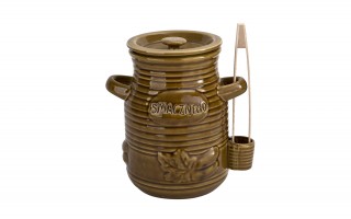 Pojemnik ceramiczny 3,5 L na ogórki ze szczypcami Smacznego 3170 miodowy