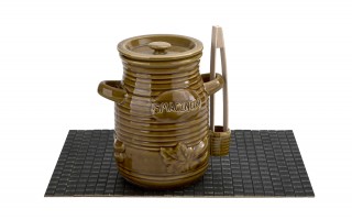Pojemnik ceramiczny 3,5 L na ogórki ze szczypcami Smacznego 3170 miodowy