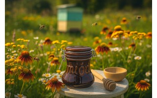 Pojemnik ceramiczny na miód 300 ml Brązowy 3330