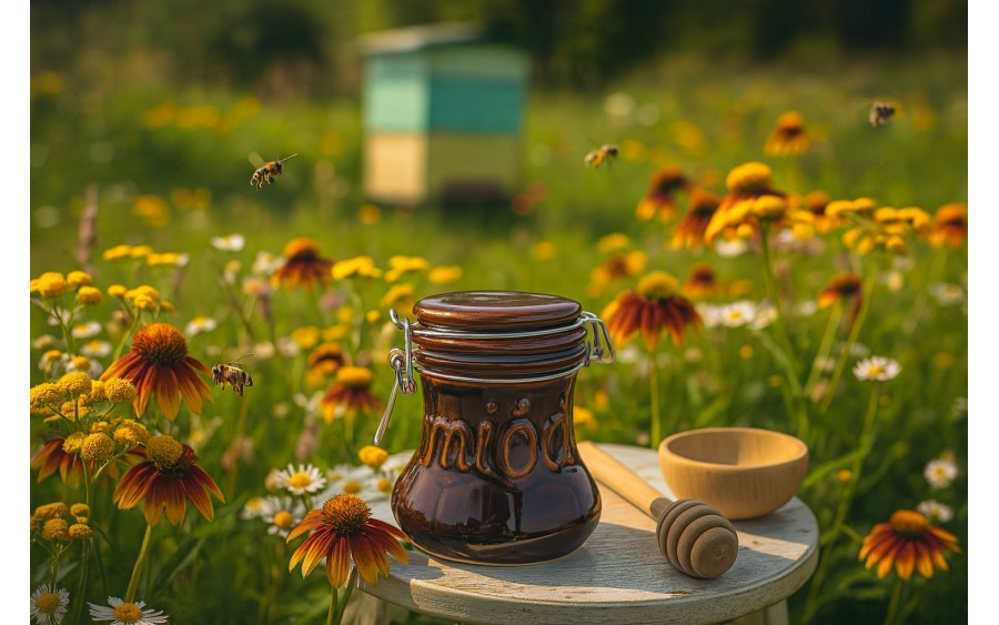 Pojemnik ceramiczny na miód 300 ml Brązowy 3330
