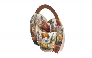 Kubek porcelanowy 460 ml Tulipany w koszyczku