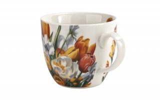 Kubek porcelanowy 460 ml Tulipany w koszyczku