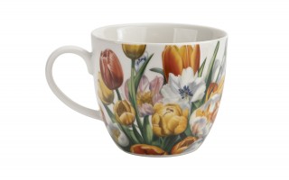 Kubek porcelanowy 460 ml Tulipany w koszyczku