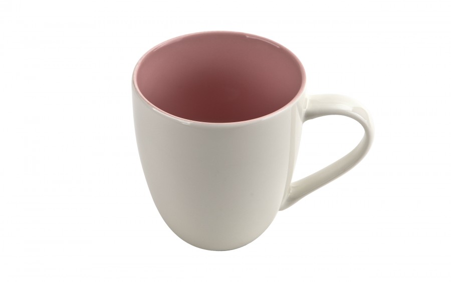Kubek porcelanowy 470 ml Biały - różowy