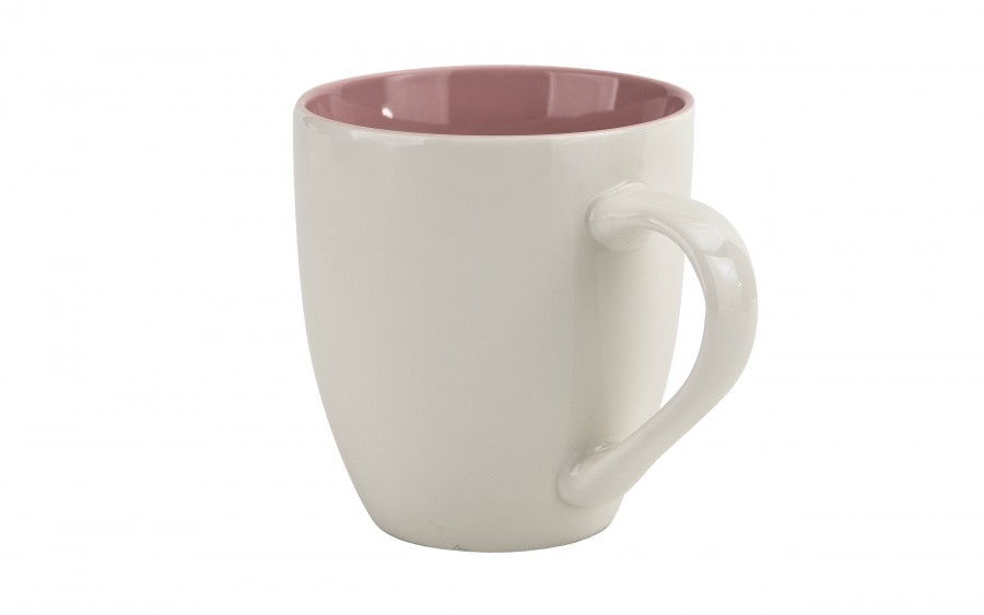 Kubek porcelanowy 470 ml Biały - różowy