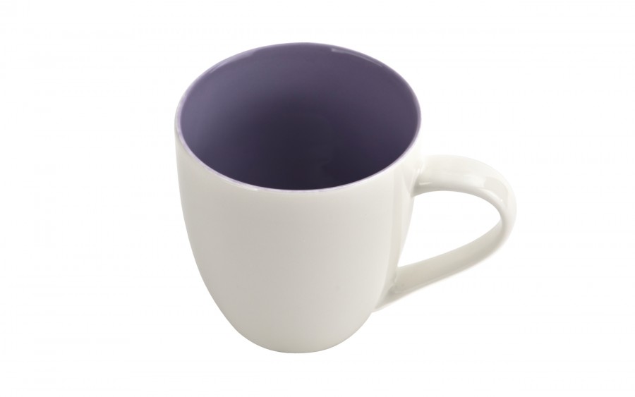 Kubek porcelanowy 470 ml Biały - fioletowy