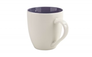 Kubek porcelanowy 470 ml Biały - fioletowy