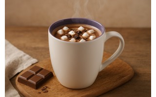 Kubek porcelanowy 470 ml Biały - fioletowy