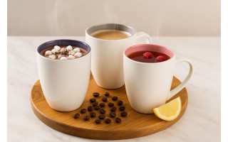 Kubek porcelanowy 470 ml Biały - jasno szary