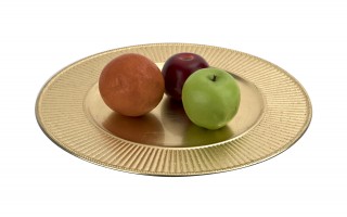 Talerz dekoracyjny plastikowy 33 cm złoty paski 160473