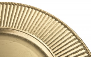 Talerz dekoracyjny plastikowy 33 cm złoty paski 160473