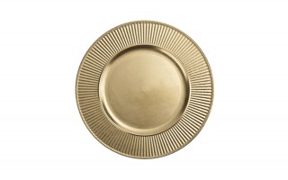 Talerz dekoracyjny plastikowy 33 cm złoty paski 160473