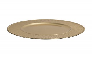 Talerz dekoracyjny plastikowy 33 cm złoty paski 160473