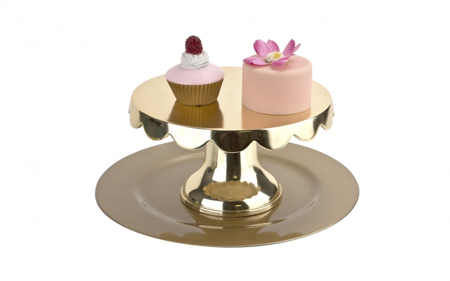 Patera ozdobna metalowa złota 24x24x13,5 cm mała