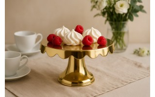 Patera ozdobna metalowa złota 24x24x13,5 cm mała