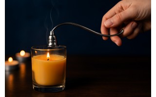 Gaśnik do świec srebrny metalowy 31cm