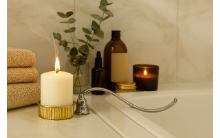 Gaśnik do świec srebrny metalowy 31cm