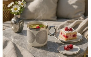 Kubek porcelanowy 350 ml Palazzo srebrne koła 2517