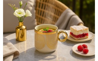 Kubek porcelanowy 350 ml Palazzo złote linie 2516