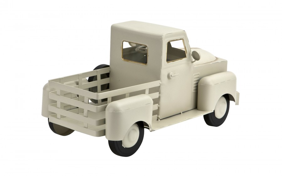 Ozdoba metalowa Samochód kremowy 45 cm