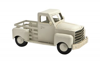 Ozdoba metalowa Samochód kremowy 45 cm