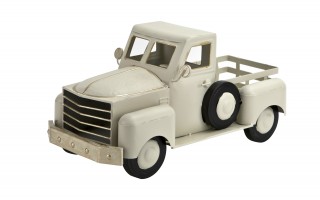 Ozdoba metalowa Samochód kremowy 45 cm