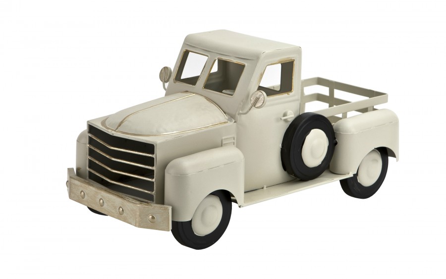 Ozdoba metalowa Samochód kremowy 45 cm