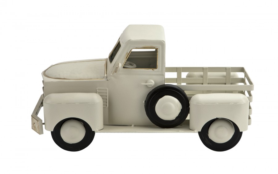 Ozdoba metalowa Samochód kremowy 45 cm