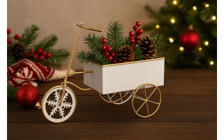 Doniczka osłonka Rowerek biały 32x13 cm