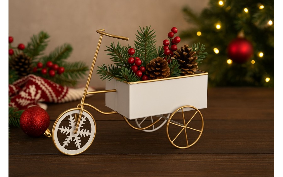 Doniczka osłonka Rowerek biały 32x13 cm