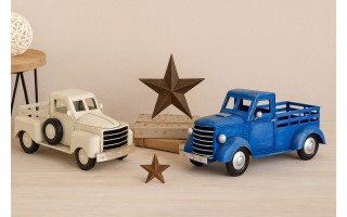 Ozdoba metalowa Samochód kremowy 45 cm