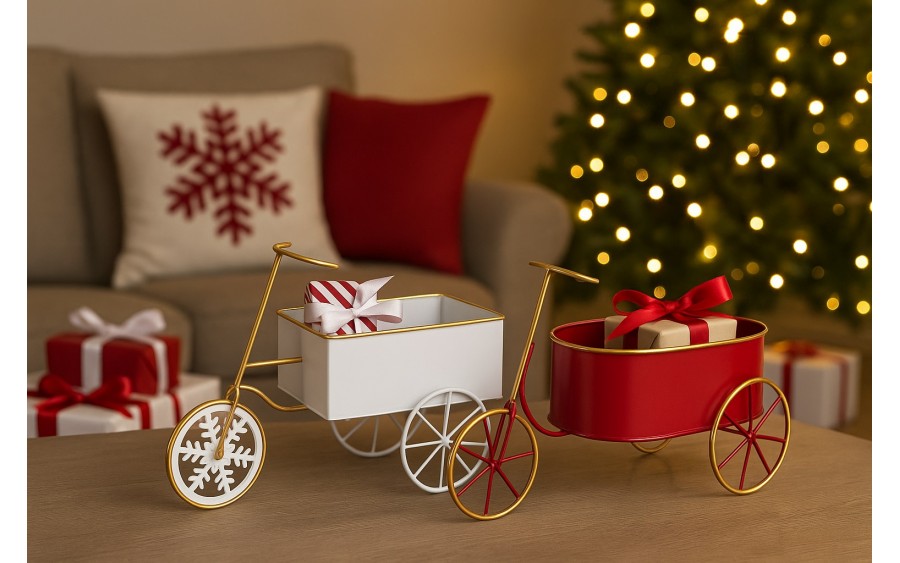 Doniczka osłonka Rowerek biały 32x13 cm