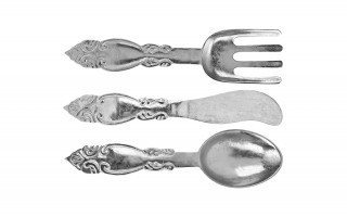 Dekoracja metalowy komplet sztućców 3 szt. 62 cm