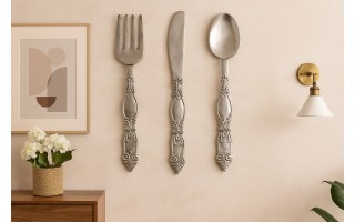 Dekoracja metalowy komplet sztućców 3 szt. 62 cm