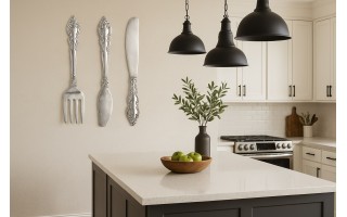 Dekoracja metalowy komplet sztućców 3 szt. 62 cm