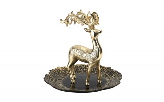 Figurka ozdobna Renifer metalowy złoty 30 cm