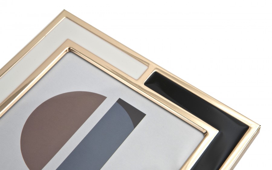 Ramka na zdjęcia 16,5x21,5 cm złota biało-czarna średnia